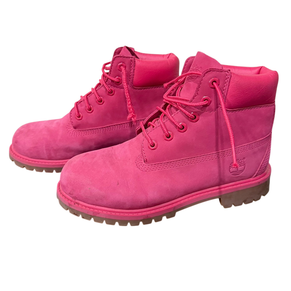 Timberland Hot Pink Suede Leather Lace Up Boots Shoes Youth Girls US 3 Gorpcore